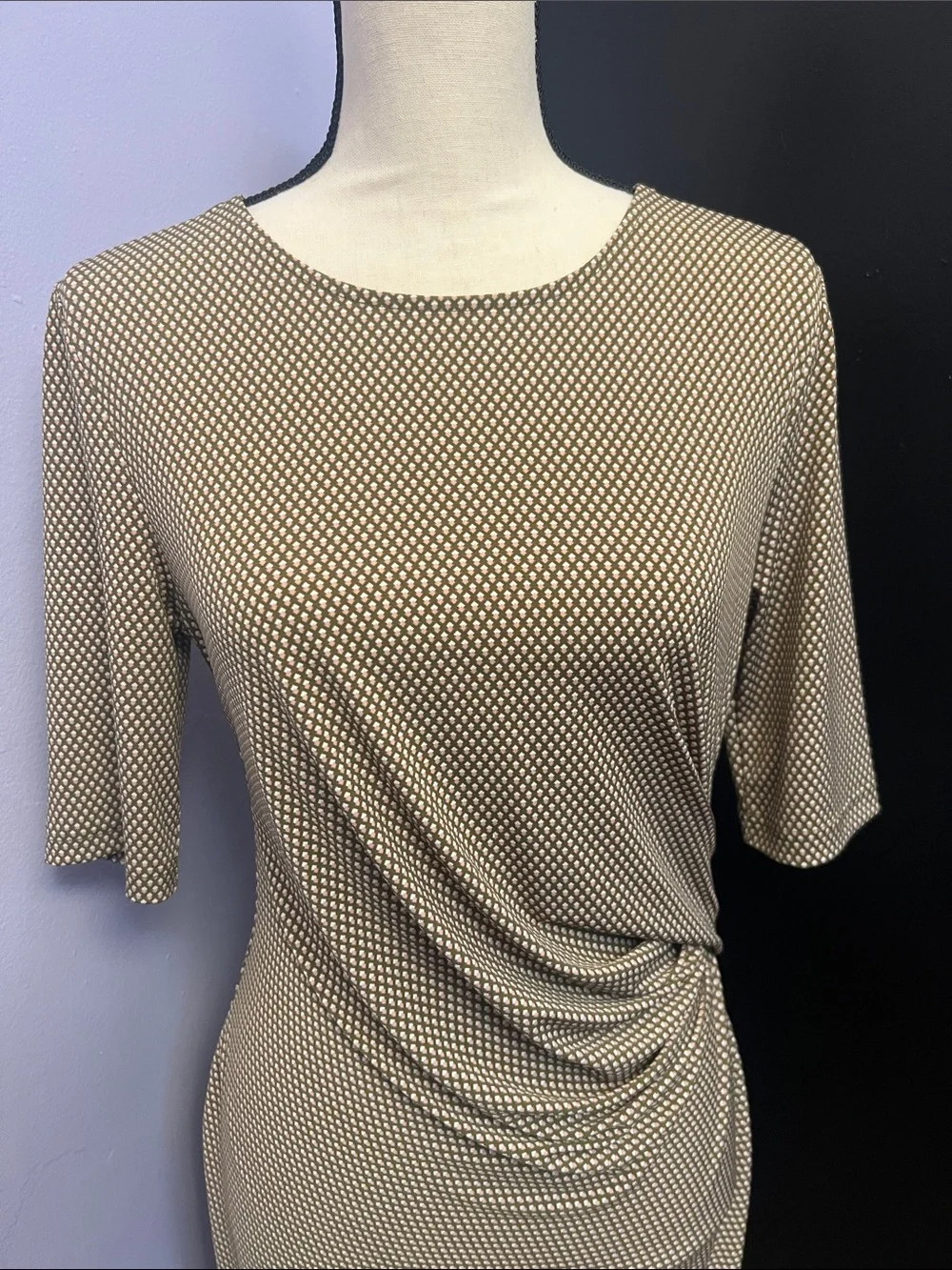 Banana Republic Beige Olive Pink Twist-Detail Midi Dress - Picture 3 of 6